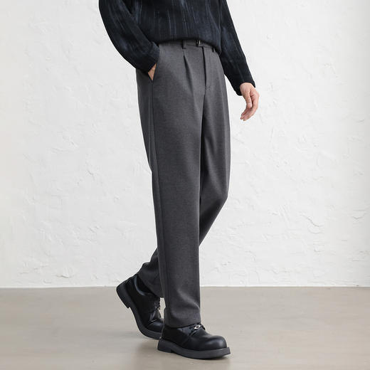 GXG男装秋季简约百搭日常通勤直筒裤商务休闲加厚磨毛男式裤子K&C 商品图8