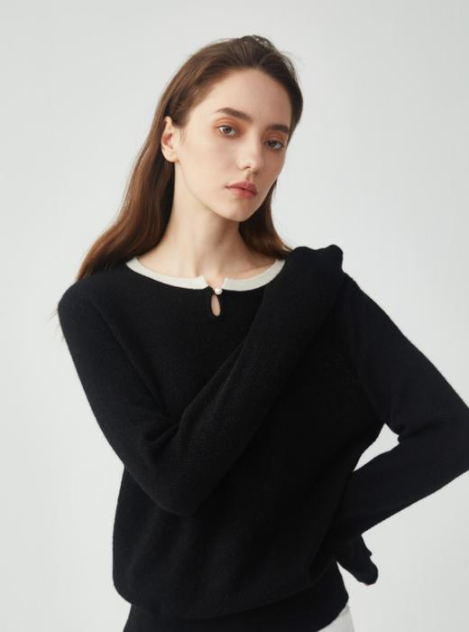 【咕咕同款】KINGDEER/KD秋冬新款女式圆领桂花针撞色圆领羊绒衫 约198g L805658经典基本款/气质款/100%山羊绒鹿王 商品图6