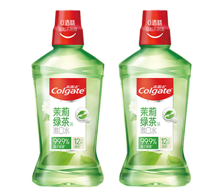 高露洁茉莉绿茶味漱口水500ml2瓶装不含酒精清新口气温和持久留香 茉莉绿茶500ml*2瓶