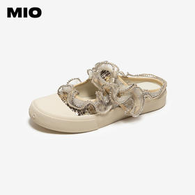 【上新】MIO米奥女鞋拖鞋2026夏季新款亮片木耳纱边板鞋运动包头拖凉鞋M262251314