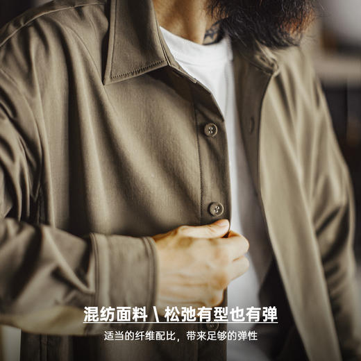 马登工装美式复古猎装衬衫外套肘部拼接翻领正肩长袖薄款衬衣男春 商品图3