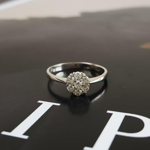 AU750白金时尚简约花朵造型0.044克拉钻石戒指14.5号（戒圈可改）231125AH33 商品图4