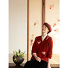 牧衣游原创 羊绒混织重工手绣毛织外套新年红色系带百搭开衫 音逸 商品缩略图2