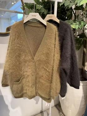 【门店同款】ENJOY冬季“暖冬知性”长毛V领针织开衫 168194574