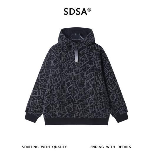 26WY58SDSA秋冬新款痞帅男装潮牌抽象图形设计半拉链立领连帽卫衣百搭 商品图1