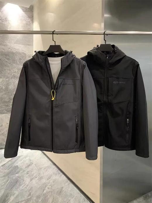 户外防风防泼水秋冬男士休闲加绒软壳连帽夹克潮 商品图1