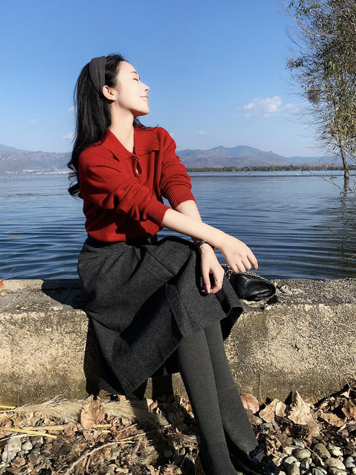 【百图lulu定制】【吉祥毛衣】100%羊毛 新中式 国风 盘扣 翻领 毛衣 商品图4