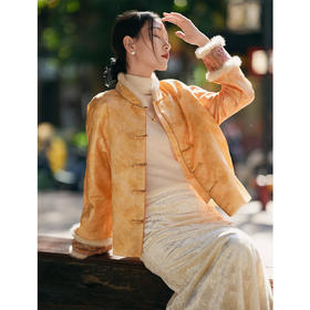 丁摩 新中式国风桑蚕丝国风盘扣加厚棉服XZ698-B