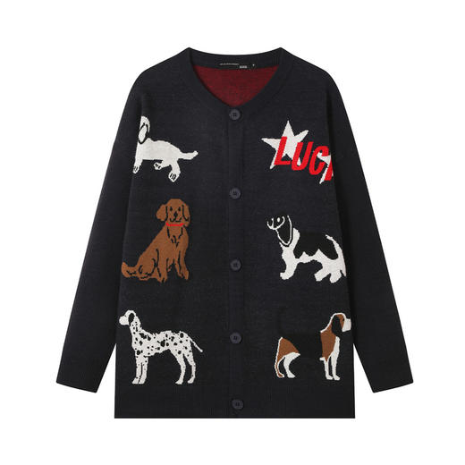 GXG男装秋季时尚复古卡通动物提花针织衫舒适保暖男式开襟毛衣K&C 商品图4