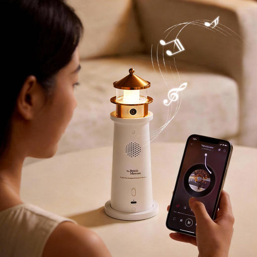 大英博物馆 盖亚·巴斯特系列 萌猫灯塔投影氛围灯-白噪音蓝牙音响 商品图1