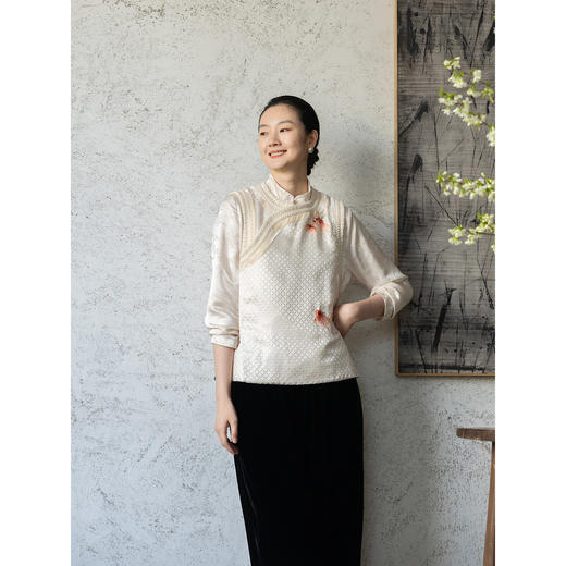 牧衣游原创 20姆米重磅铜钱提花丝棉马夹古朴文艺百搭开衫 上春山 商品图1