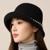 丁摩 名媛小香风珍珠羊毛礼帽法式气质盆帽秋冬天保暖帽子5ZF-M3240 商品缩略图0