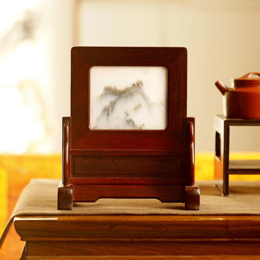 【青山特惠】小叶紫檀 | 云石插屏  摆件 b8 商品图0