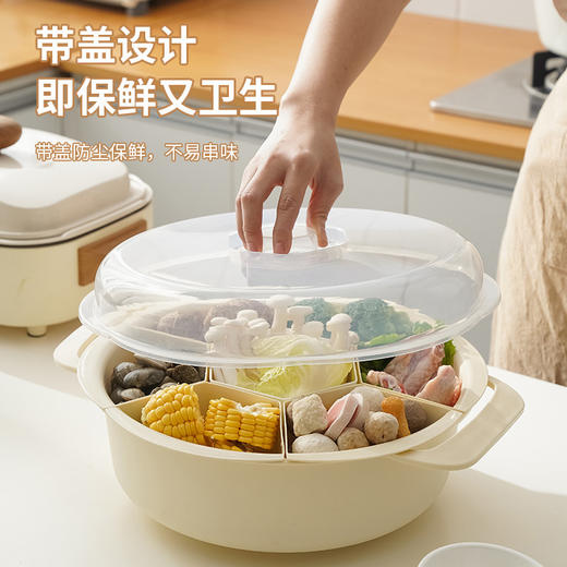 【厨房收纳必备！】HOKIDO 多功能旋转备菜盘 食品级pp材质，360°可旋转，方便拿取食材，分格拼盘设计，底部镂空沥水，清洗快速便捷 商品图2