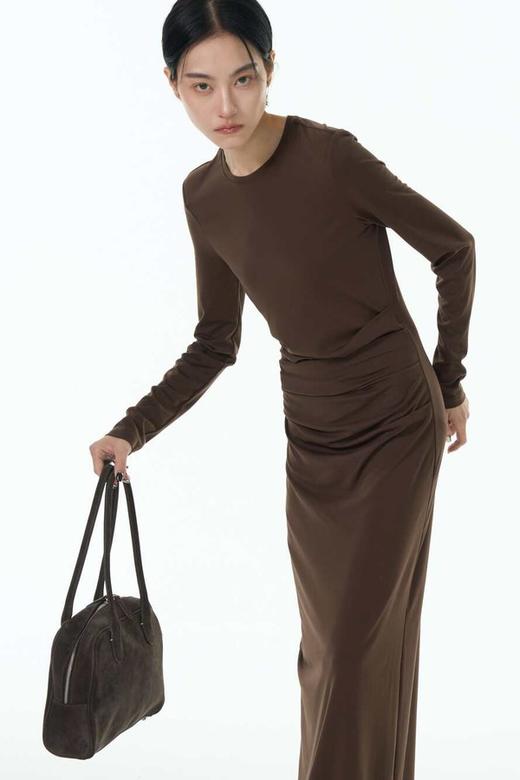 Kai & Kiera 时髦高级简约抽褶显瘦长款连衣裙 22021 商品图1