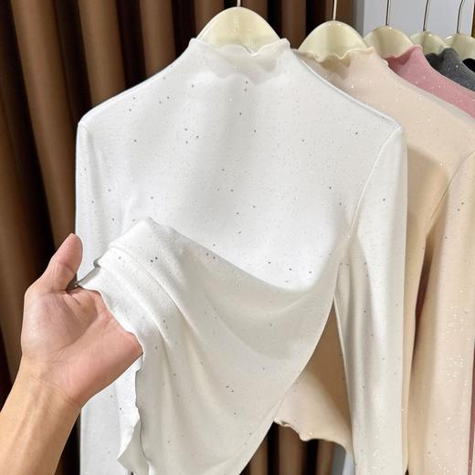 百媚生 亮晶晶木耳边保暖内搭T恤上衣 商品图3