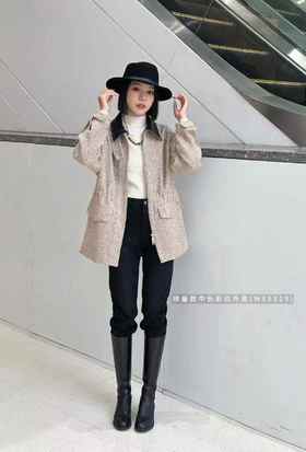 W55319#限量款中长彩点外套