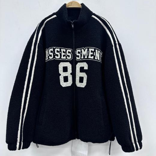 ZC立领美式织带撞边颗粒绒外套51220（黑）冬季 354110070321 商品图1