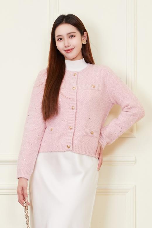 amadella 粉色气质小香风星光亮片针织开衫 21811 商品图0