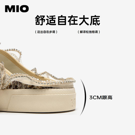 【上新】MIO米奥女鞋拖鞋2026夏季新款亮片木耳纱边板鞋运动包头拖凉鞋M262251314 商品图4