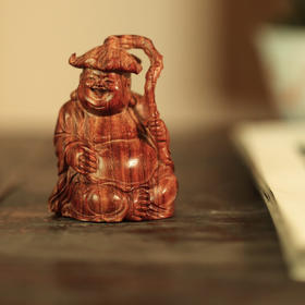 【青山特惠】海黄 | 和气生财·弥勒 一木雕成摆件b40