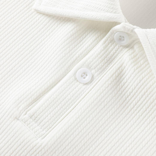 GXG男装夏季时尚条纹肌理感日常商务休闲双扣翻领Polo衫K&C 商品图5