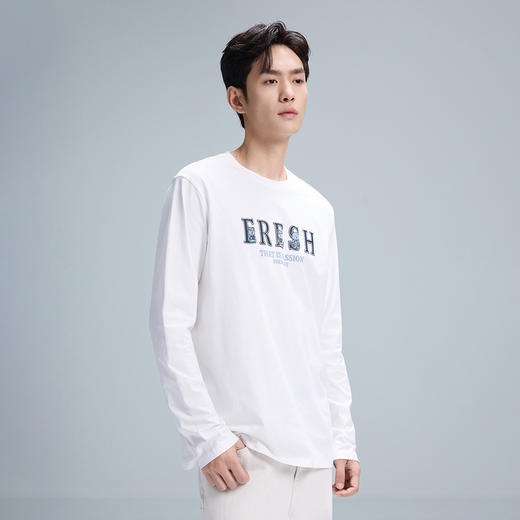 GXG男装【100%棉】秋季卡通动漫蓝色小熊情侣款圆领长袖T恤K&C 商品图2