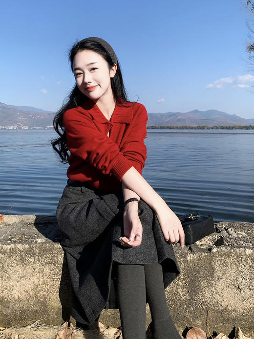 【百图lulu定制】【吉祥毛衣】100%羊毛 新中式 国风 盘扣 翻领 毛衣 商品图6