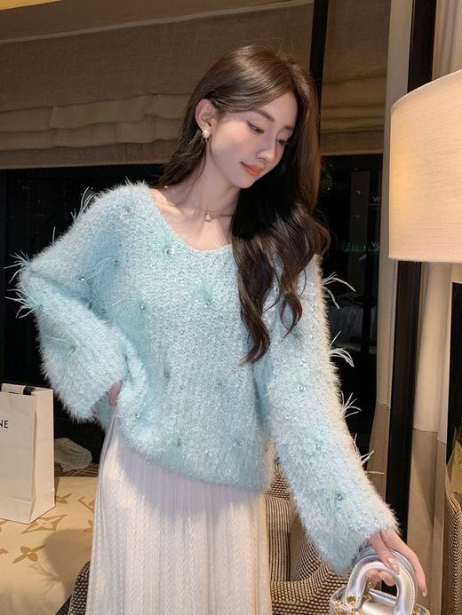 张心子【蓝色雪山】秋冬氛围感仙气马海毛毛衣 U2511117 商品图4