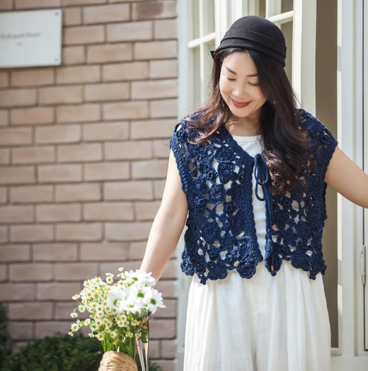 【林栖设计小店】（预售15天发货）手工钩花|植物染镂空肌理复古优雅2026春新款毛织马夹1961213 商品图0