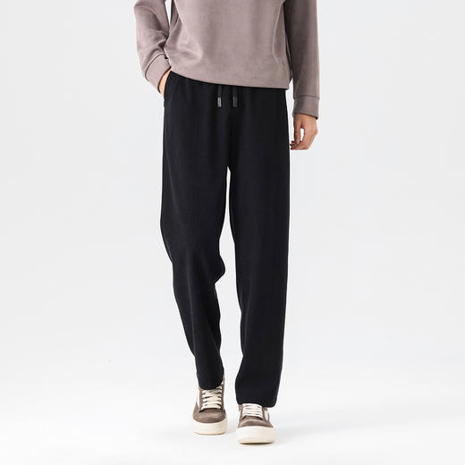 GXG男装26春季时尚松紧腰系绳日常通勤简约百搭直筒男式休闲长裤K&C 商品图1