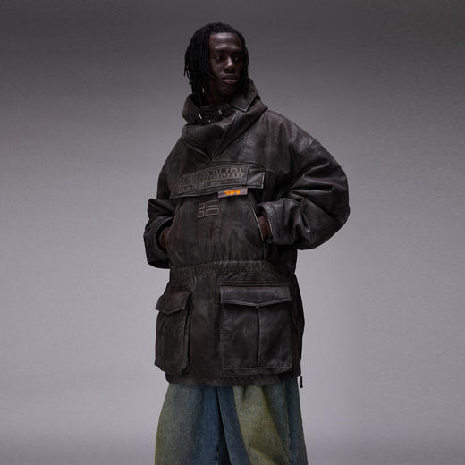 Napapijri 男士字母徽标 Skidoo PDF 防风连帽卫衣 黑灰色 NP0A8B9WFDY1 商品图4