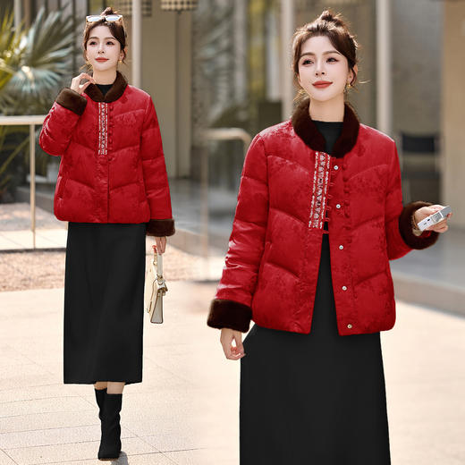 新中式国风羽绒服，超好看洋气白鸭绒外套HR-YIZX86532 商品图3