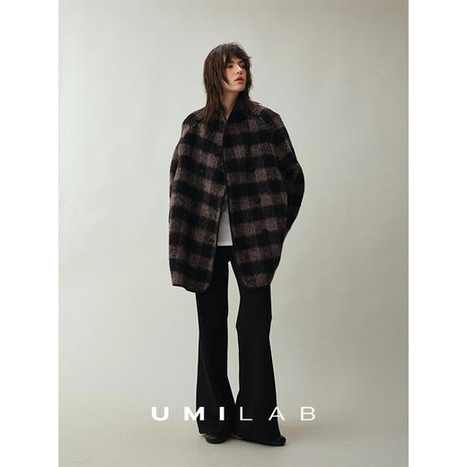 UMILAB｜漫行*显瘦竹竿腿 高克重羊毛混纺超弹高腰微喇裤P1322W 商品图1