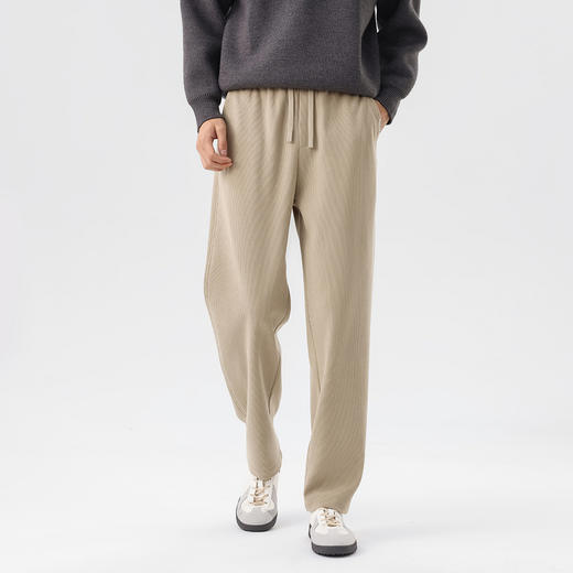 GXG男装26春季时尚松紧腰系绳日常通勤简约百搭直筒男式休闲长裤K&C 商品图8