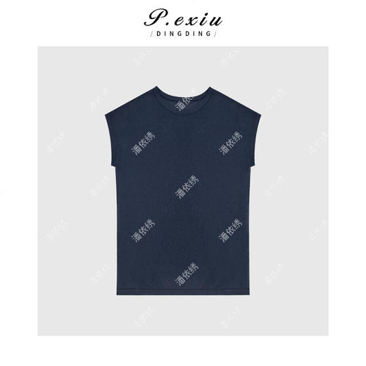 04-1潘依绣丁丁宠粉人丝夏季设计感圆领塌肩袖针织上衣 C038 商品图1