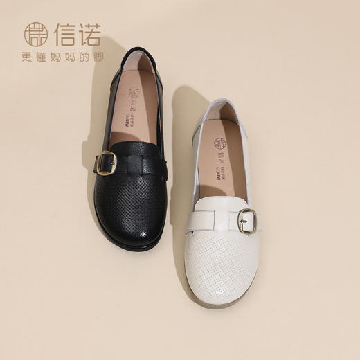 真皮软底乐福鞋女平底皮带扣单鞋舒适百搭妈妈鞋6C6898-17 商品图2