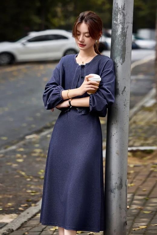 苏醒的乐园 牛仔蓝时尚气质通勤背心裙套装 21667 商品图5