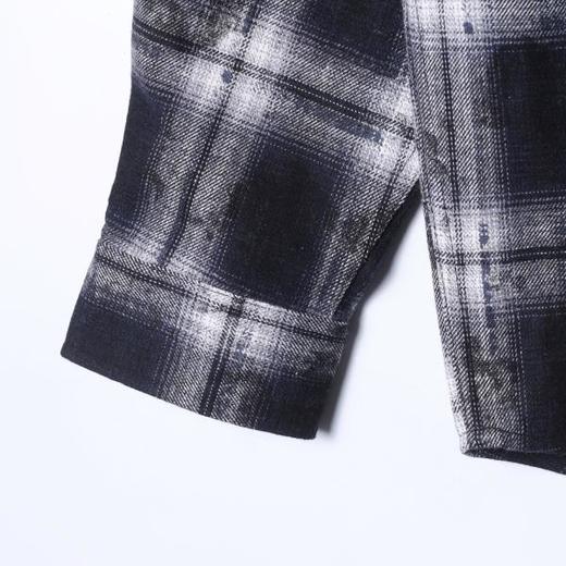 5719SDSA秋冬新款痞帅男装复古扎染格纹格子按扣长袖衬衫百搭休闲衬衣 商品图4