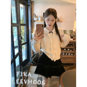 <曾小咸推荐>韩系娃娃领荷叶边针织衫女