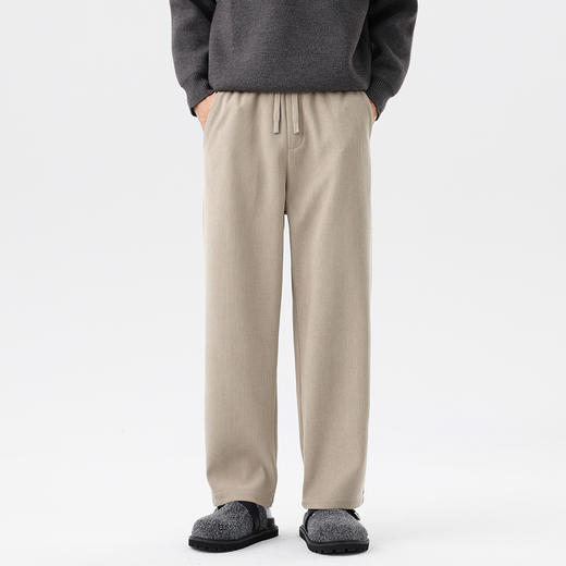 GXG男装秋季时尚松紧腰系绳宽松直筒百搭舒适男式休闲裤K&C 商品图8