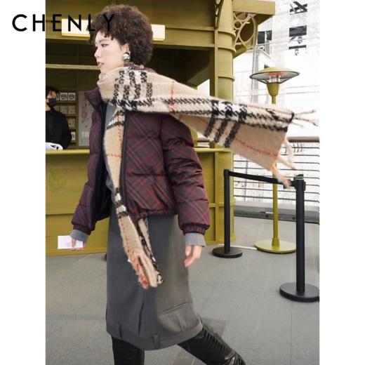 尘衣｜25F/W 粗针提花格纹羊驼毛羊毛围巾 商品图0