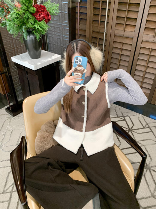 <曾小咸推荐>现货秒杀 ！微信超特价！复古拼接翻领马甲 日常189.99 立减100 秒杀89.99！！ 商品图5