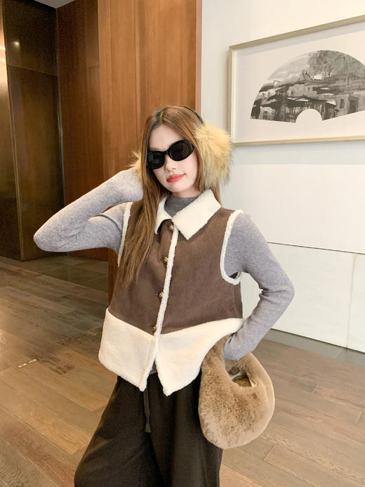 <曾小咸推荐>现货秒杀 ！微信超特价！复古拼接翻领马甲 日常189.99 立减100 秒杀89.99！！ 商品图11