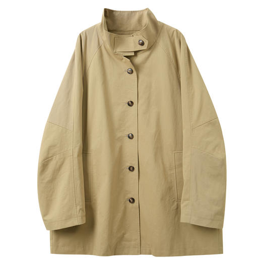 【100棉】三彩2026春季新款宽松中长风衣外套长袖立领开衫通勤M 商品图4