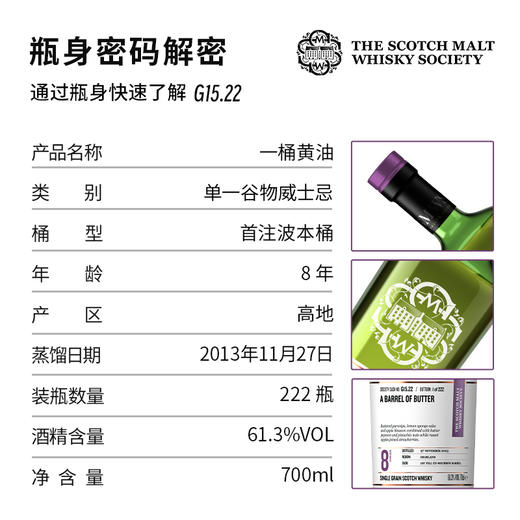 【SMWS】 G15.22  一桶黄油 8年 单一谷物 威士忌 洋酒 商品图2