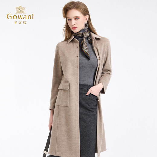 乔万尼宽松H型羊毛呢大贴袋单排扣直筒中长款大衣ED4A746 商品图2