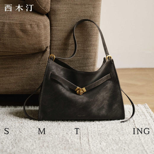 西木汀 烟云托特包擦色牛皮大容量通勤包秋冬单肩斜挎包女 商品图0