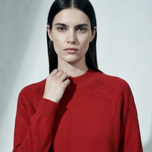 KINGDEER/KD秋冬新款女式长袖羊绒衫L805673经典基本款/气质款鹿王 红色 商品图5