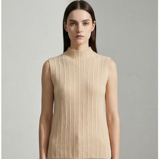 【咕咕同款】KINGDEER/KD秋冬新款女式休闲针织百搭无袖背心羊绒衫 约70g L805727经典基本款/气质款100%山羊绒鹿王 商品图3